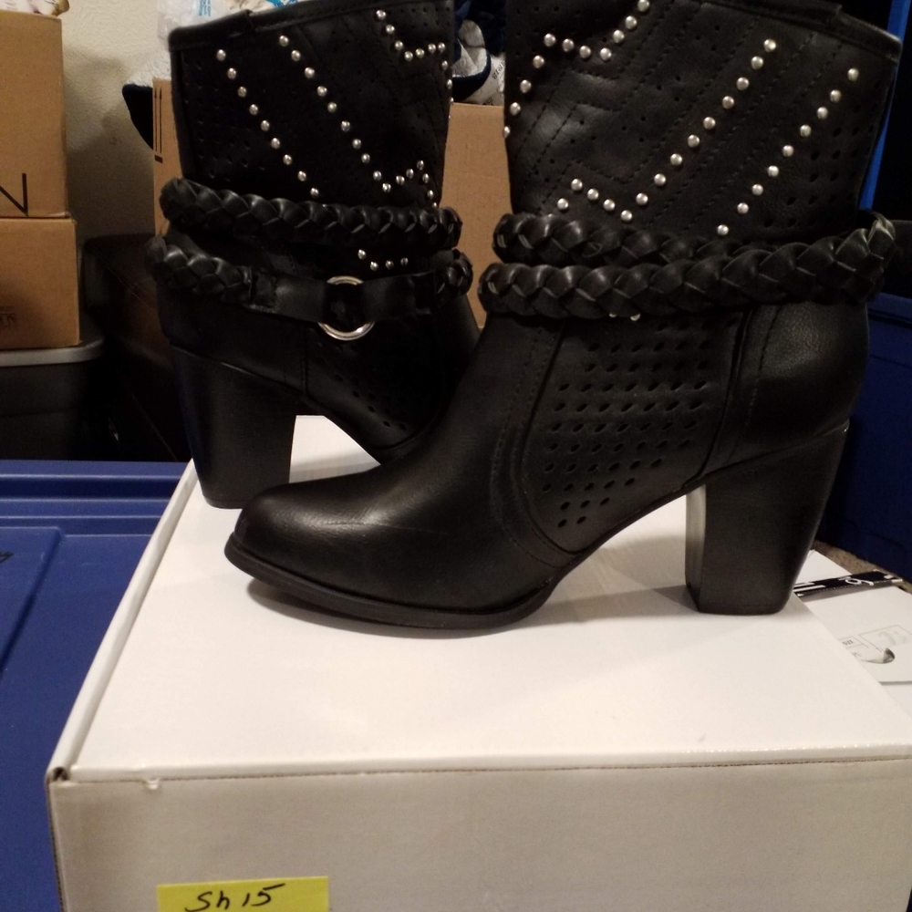 Black Studded Rope Bootie - Picture 4 of 8